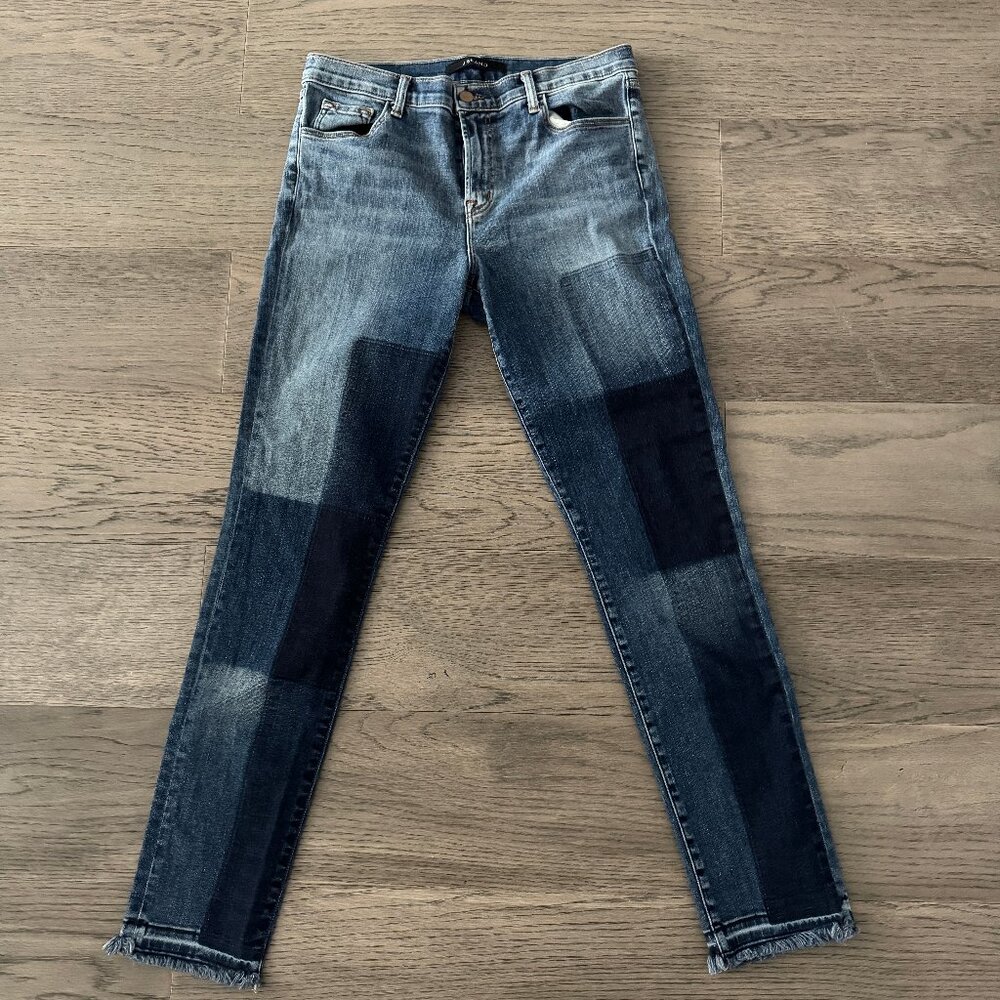 J Brand Color Block Mid Rise Skinny Reunion, size 30